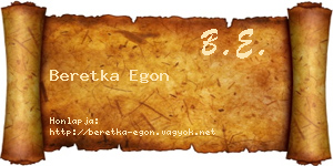 Beretka Egon névjegykártya